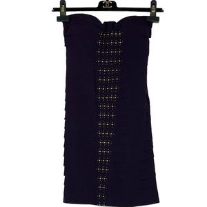 Roberto Cavalli Purple Strapless Mini Dress w/ Embellishments Size S